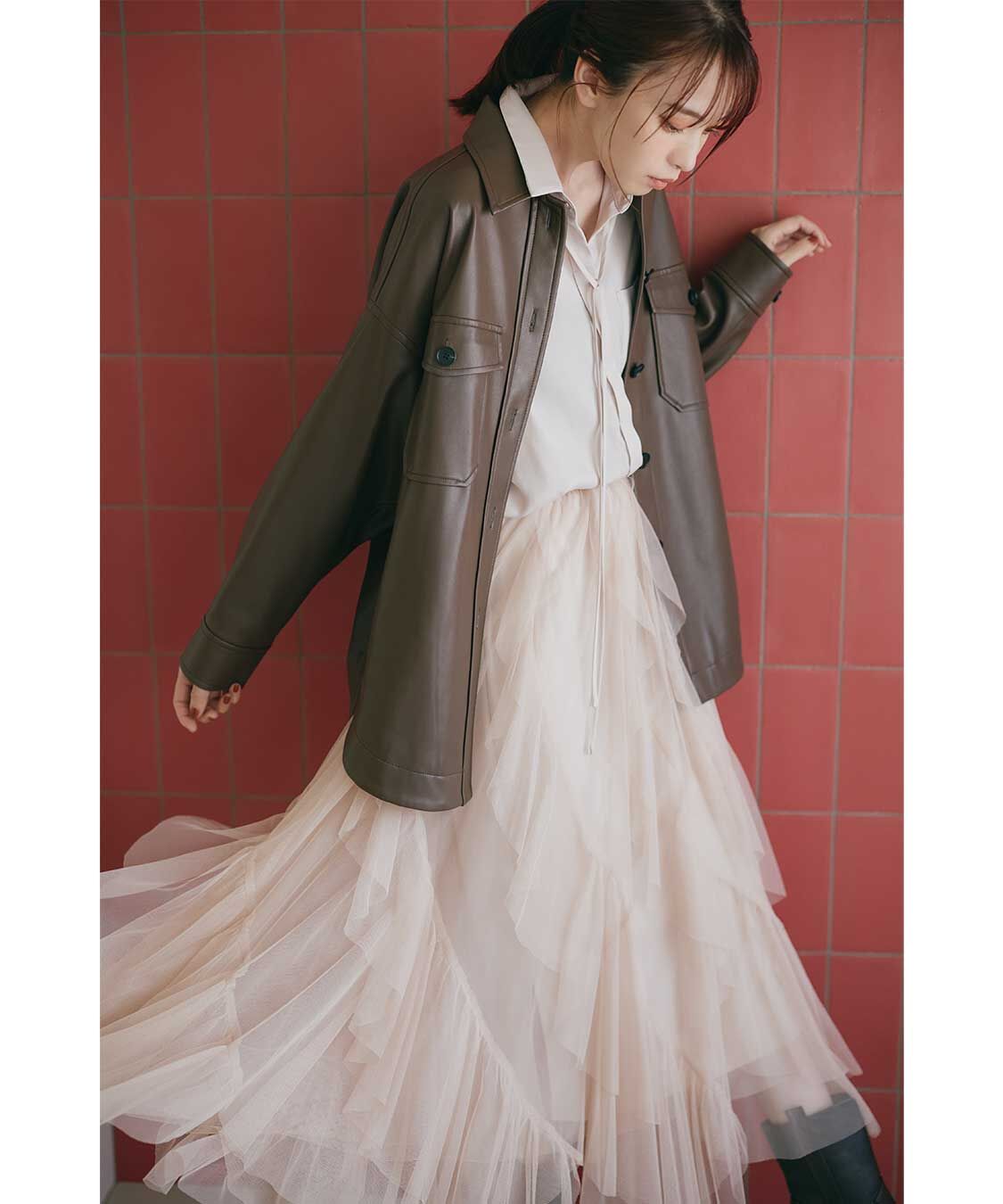 [預購] COCO DEAL 薄紗荷葉蛋糕長裙