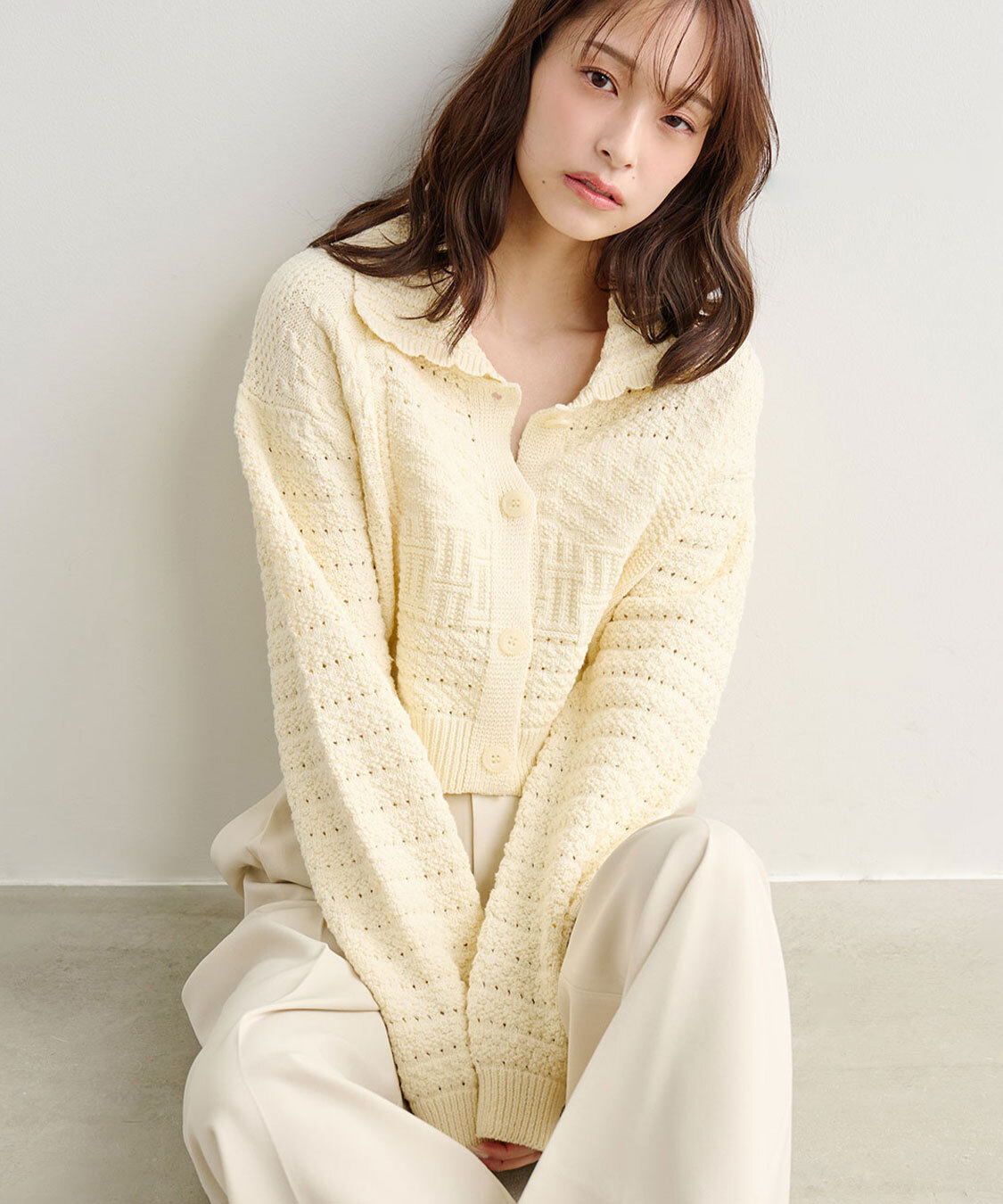 [預購] COCO DEAL拼接圖案針織開襟衫