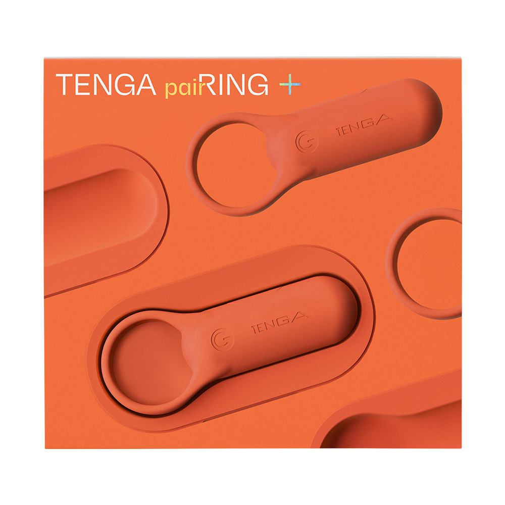 【官網限定】TENGA paiRING+ 配悅環 加強版 珊瑚橘+PLAY GEL [刺激黑] 套組