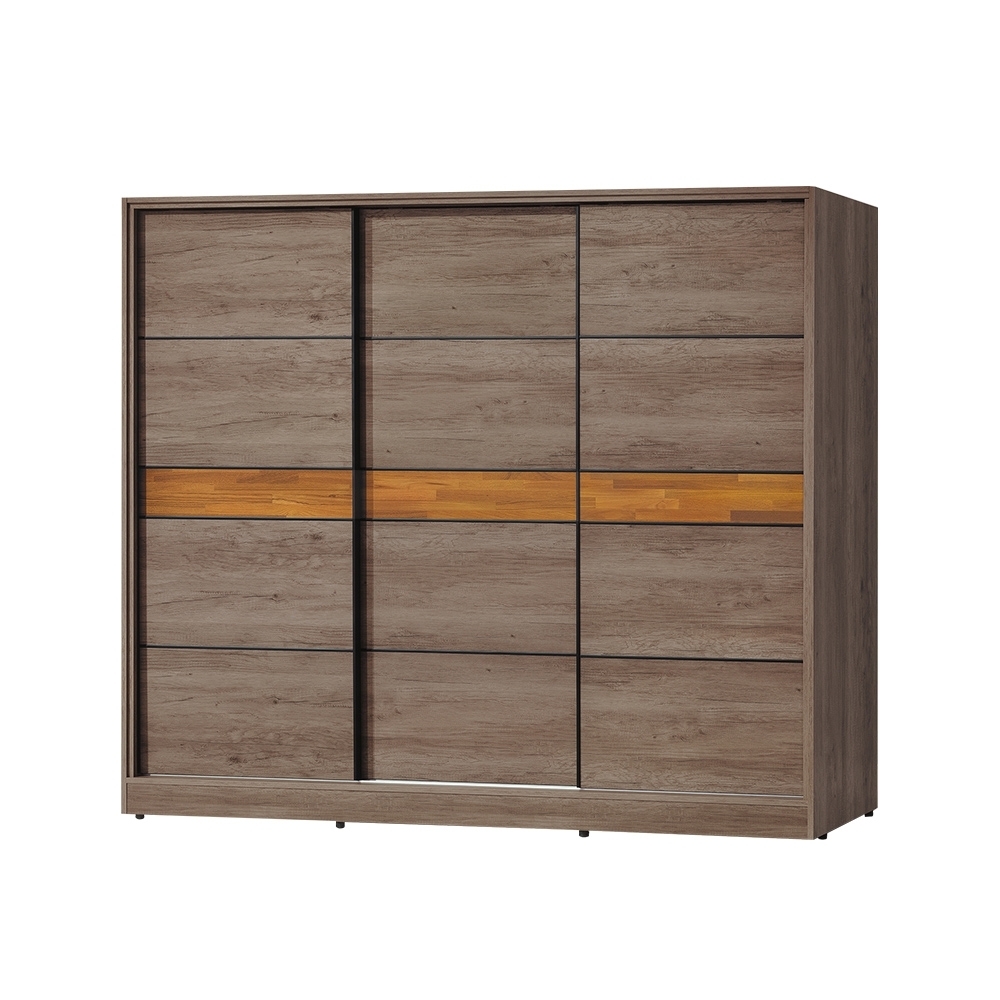 柏蒂家居-伯頓7.5尺工業風推門/拉門衣櫃(四吊桿+單抽屜)