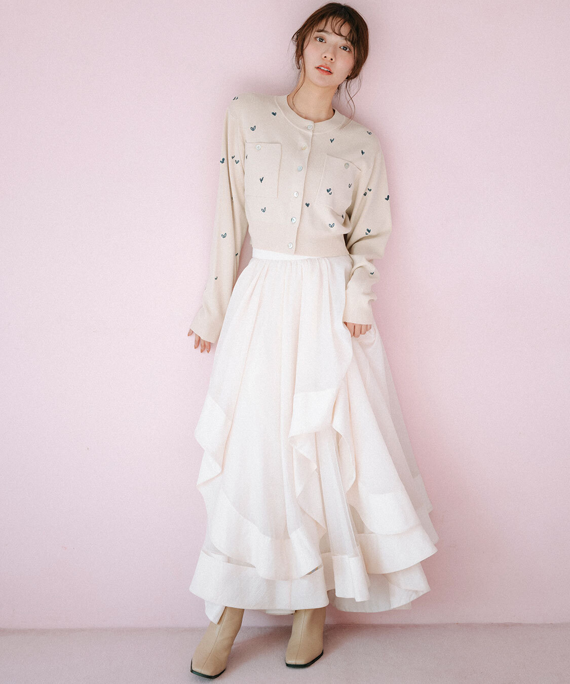 [預購] COCO DEAL 波浪裙襬歐根紗長裙