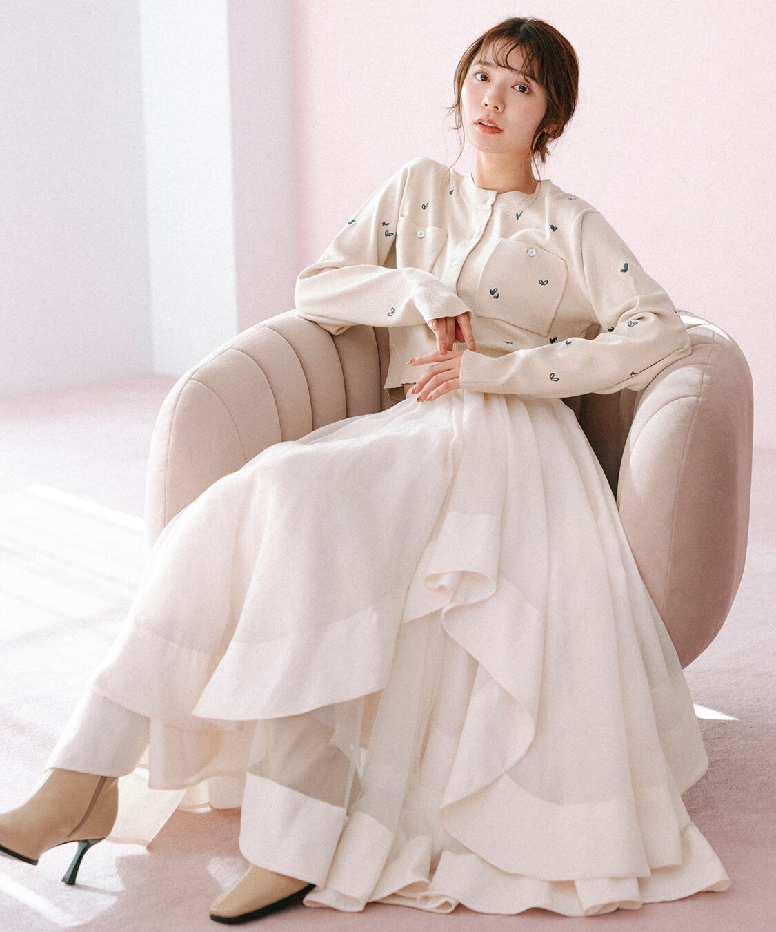 [預購] COCO DEAL 波浪裙襬歐根紗長裙