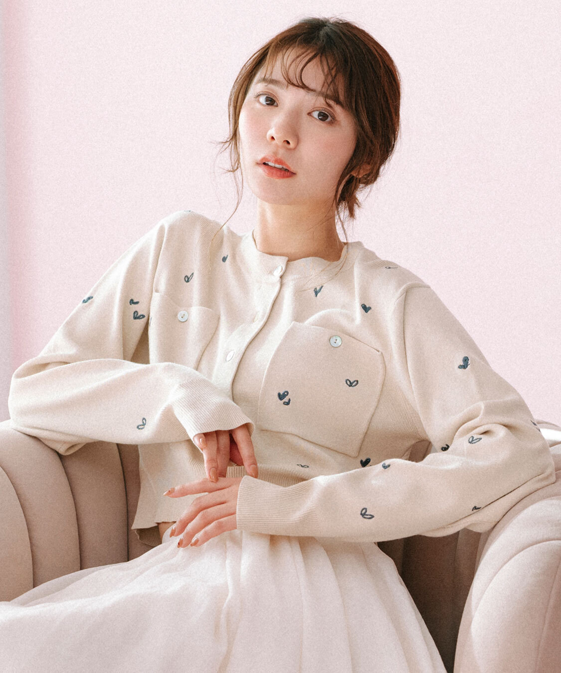 [預購] COCO DEAL 小花／愛心刺繡針織開襟外套