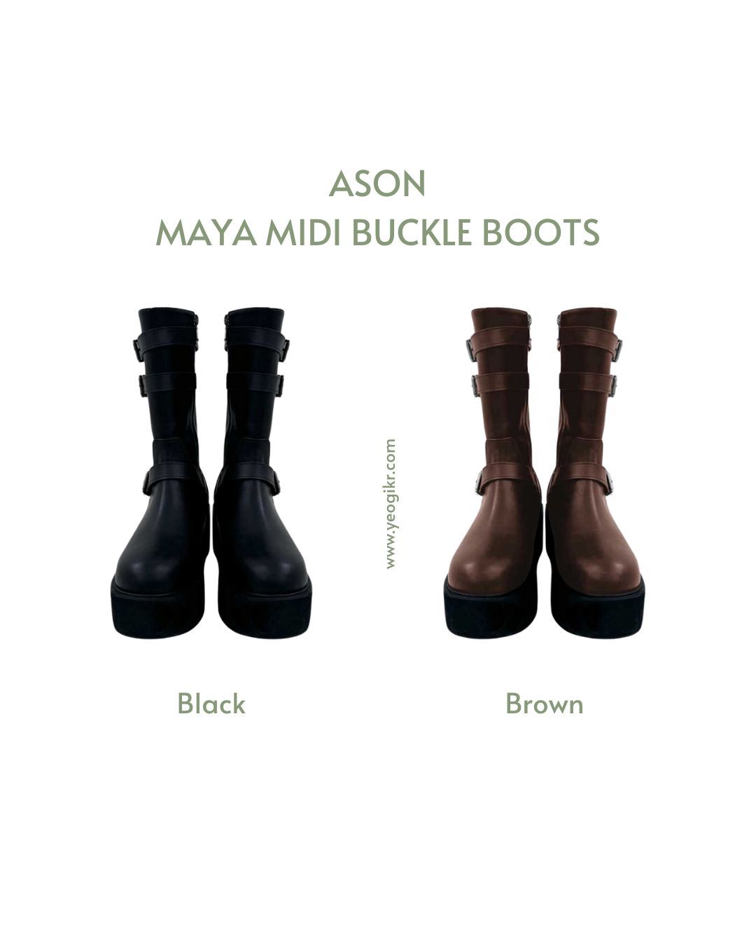 ASON｜MAYA MIDI BUCKLE BOOTS