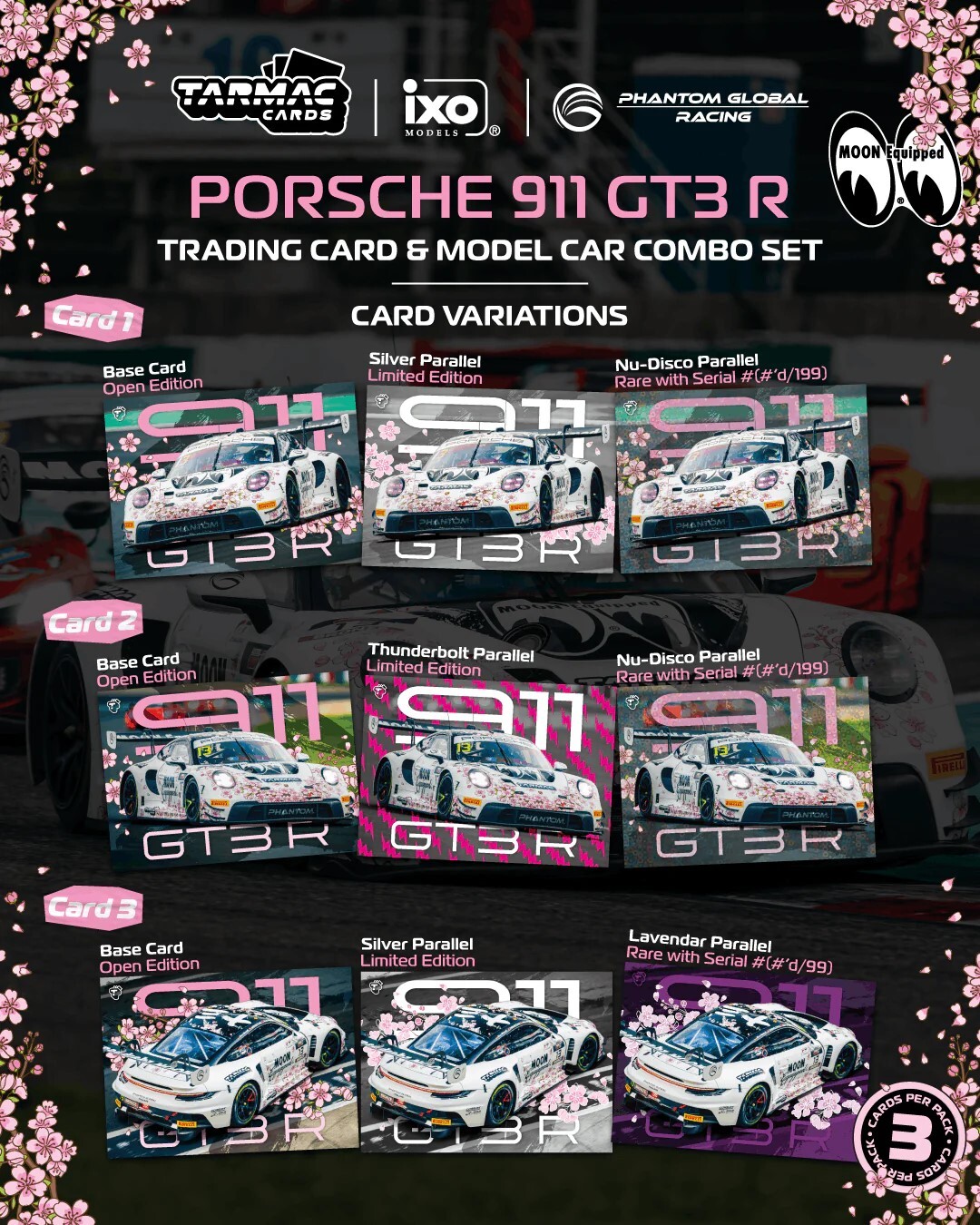 [預訂] Tarmac Works 保時捷 911 GT3 R 鈴鹿1000公里賽 – 2025 洲際 GT 挑戰賽Phantom Global Racing 孫敬祖／方駿宇／Nico Menzel 模型車＋集換卡套裝