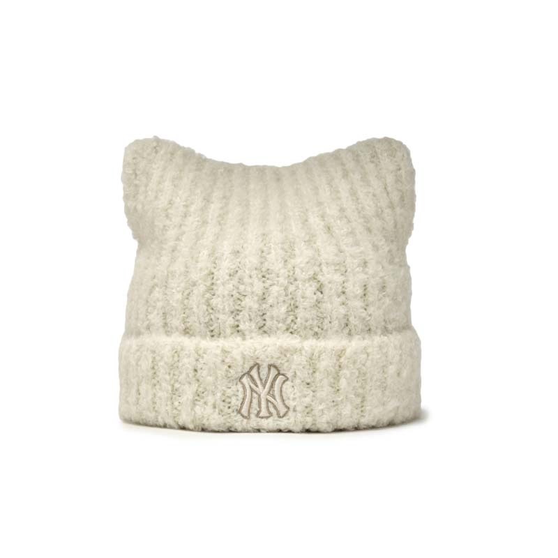 韓國 MLB 貓耳針織毛帽 白色 Karina 同款 MLB-06 [台灣現貨]