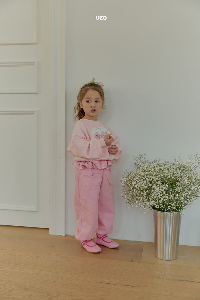 正韓春ueo 兩色愛心補丁花邊褲