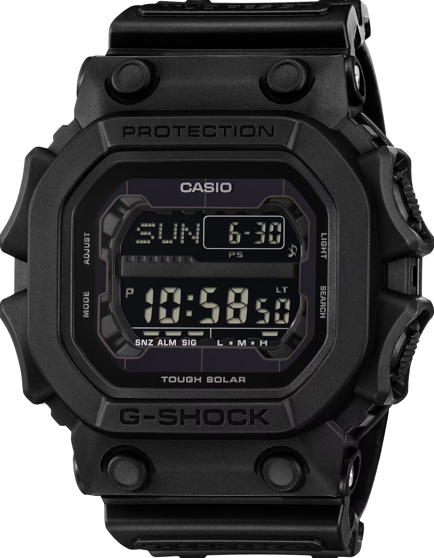 萬年鐘錶 - G-SHOCK  全黑大錶徑太陽能防震電子錶 GX-56UBB-1  錶徑 : 53.6mm