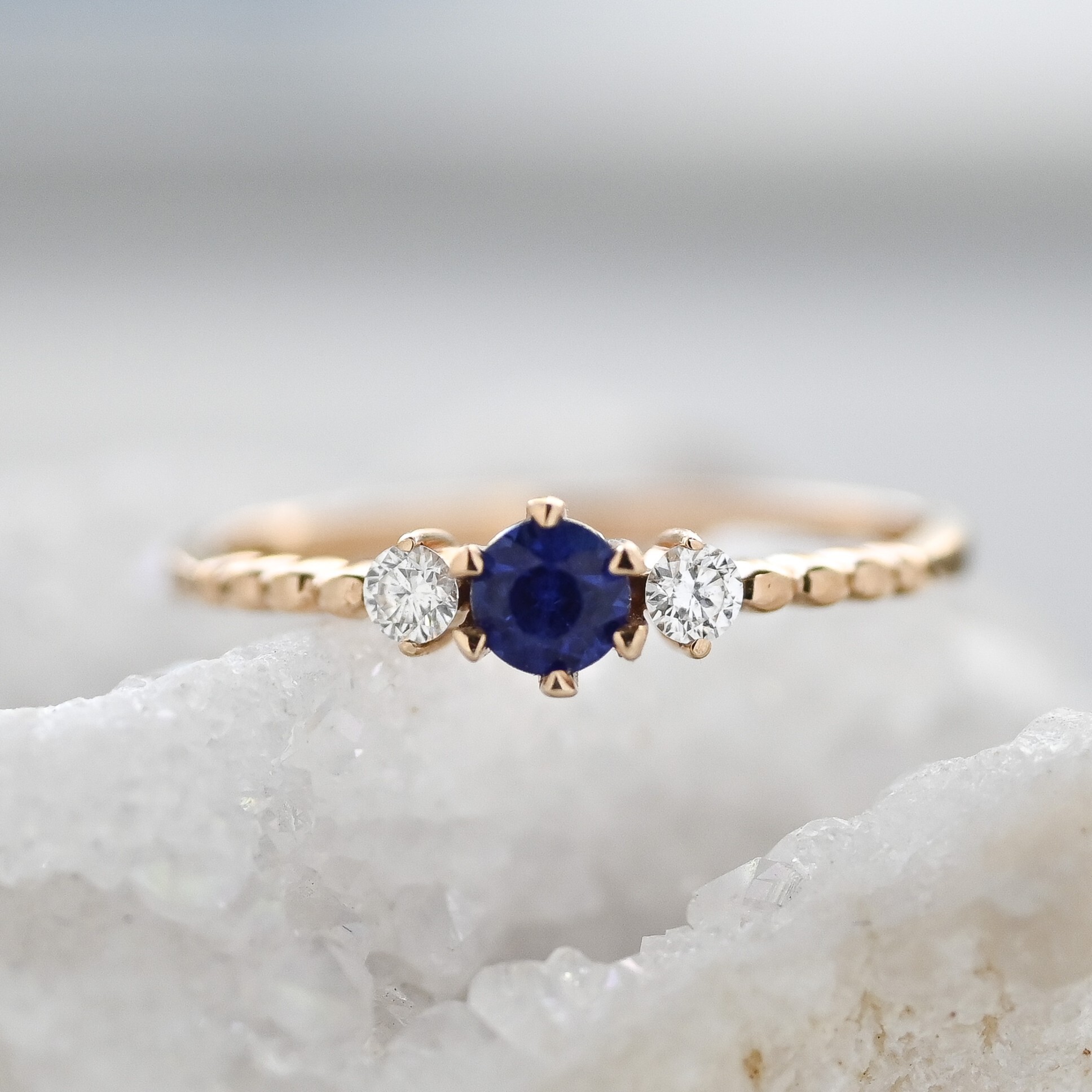18K Classio Blue Sapphire Diamond Ring