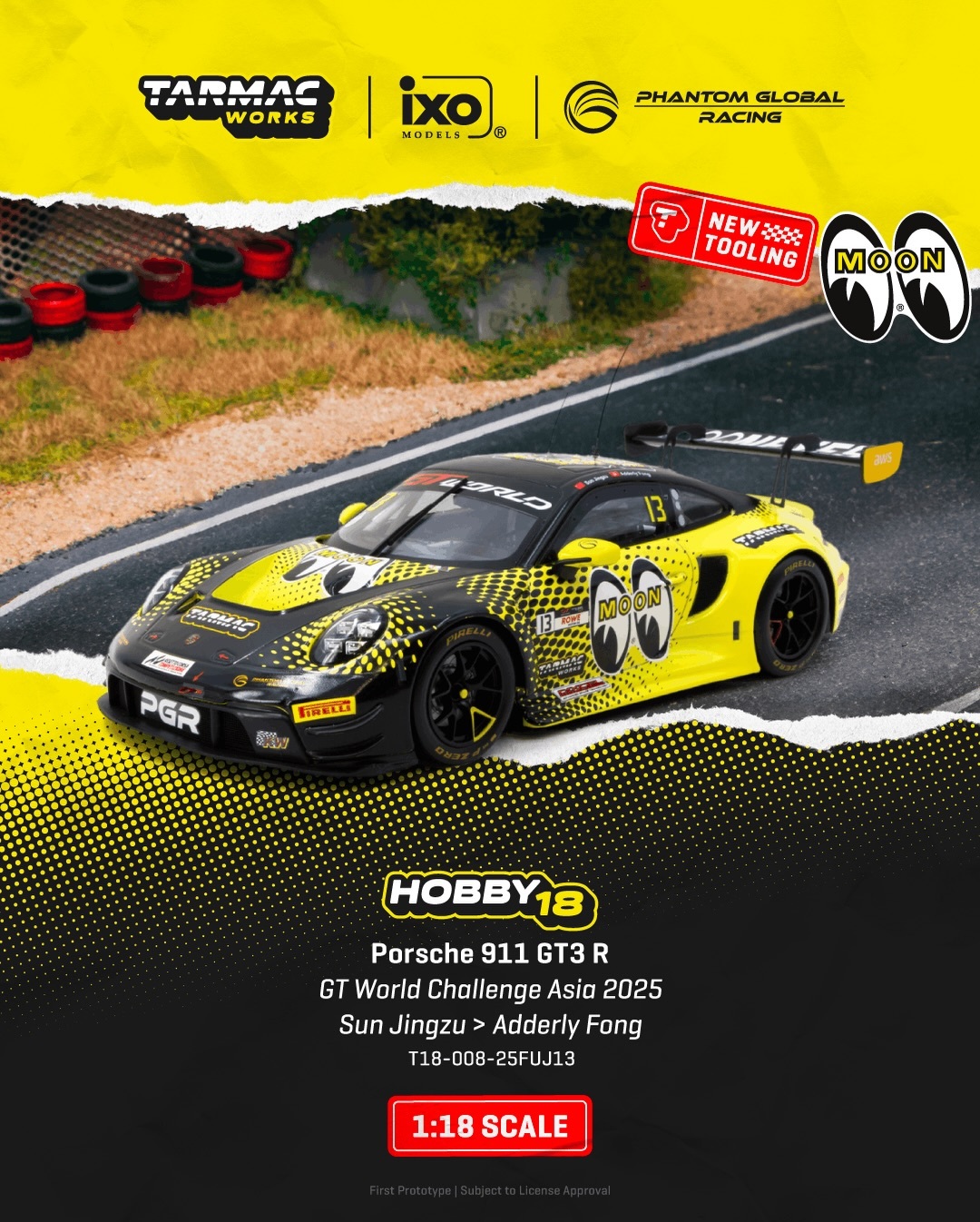 [預訂] Tarmac Works 保時捷 911 GT3 R GT World Challenge Asia 2025 Phantom Global Racing 孫敬祖／方駿宇
