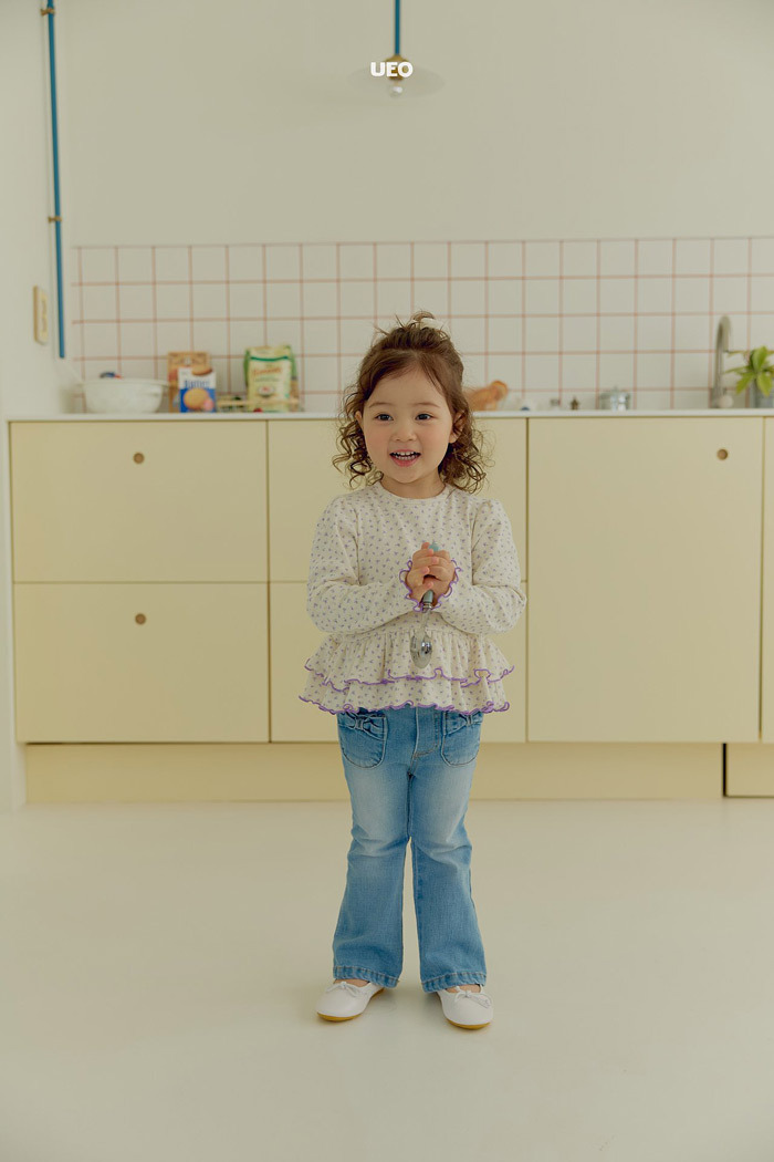 正韓春ueo 兩色碎花蛋糕上衣