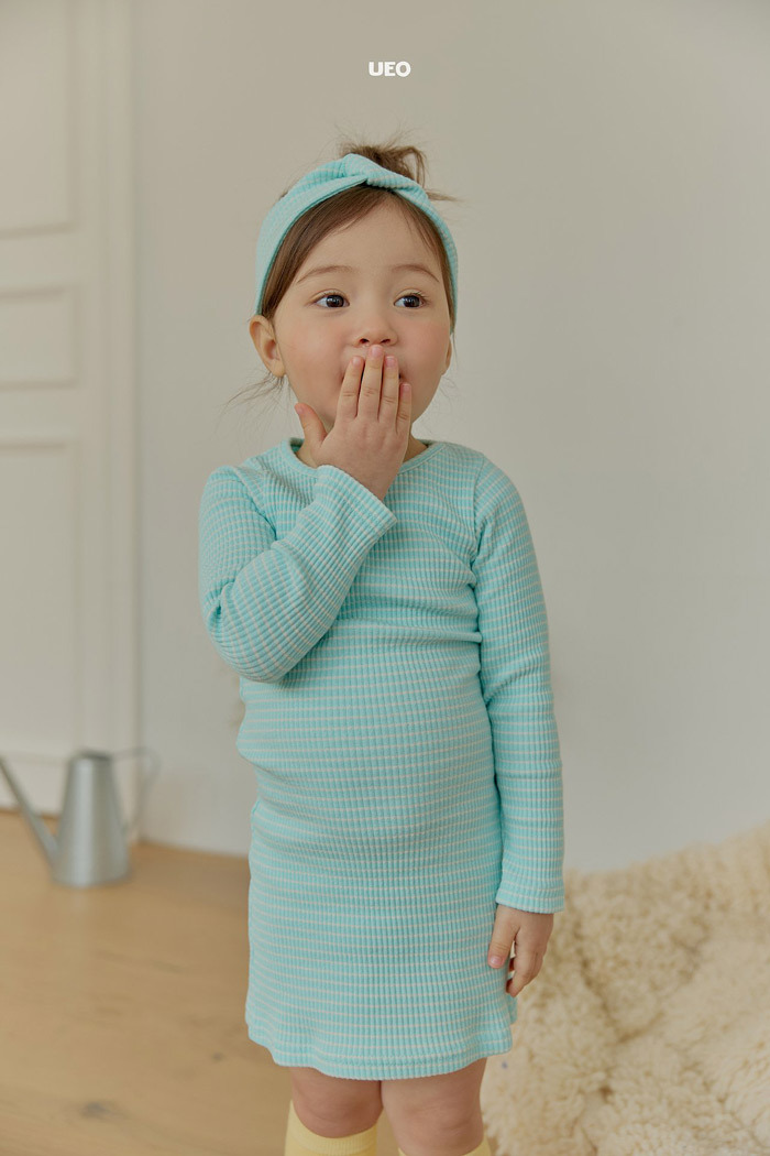 正韓春ueo 兩色馬卡龍條紋洋裝