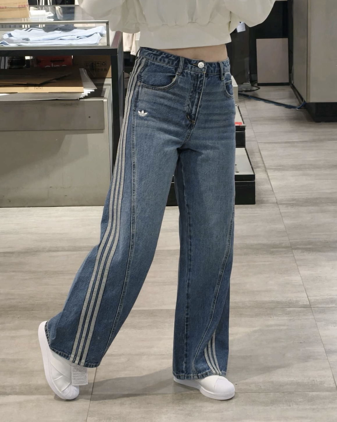 ADIDAS ORIGINALS LOOSE AW24 闊腿牛仔褲 喇叭褲 三線 女款