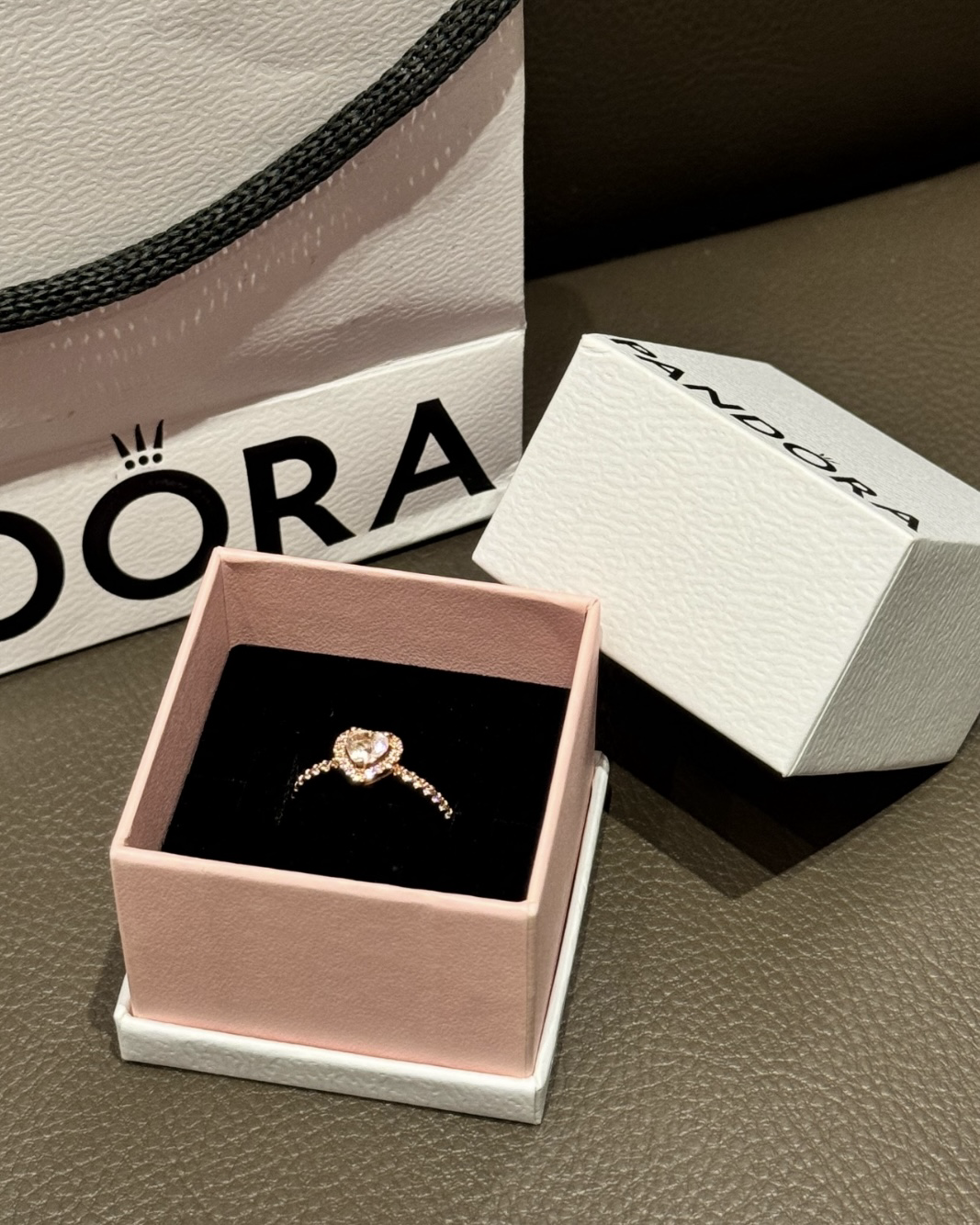 潘朵拉 PANDORA 粉鑽心型戒指 玫瑰金