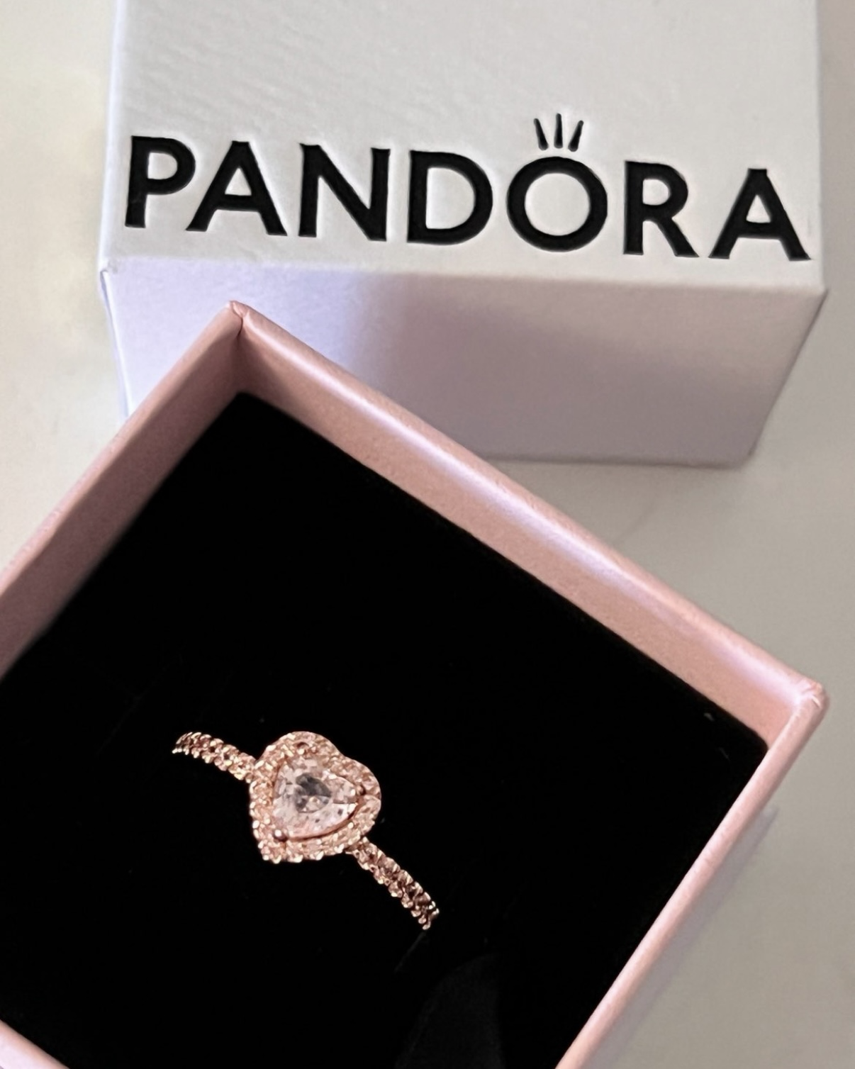 潘朵拉 PANDORA 粉鑽心型戒指 玫瑰金