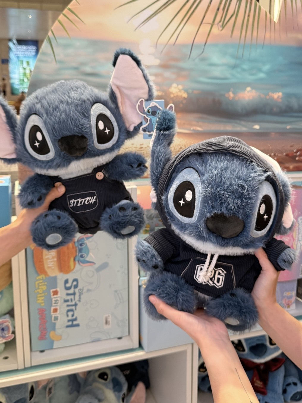 正版授權 迪士尼 史迪奇 丹寧風 毛絨公仔