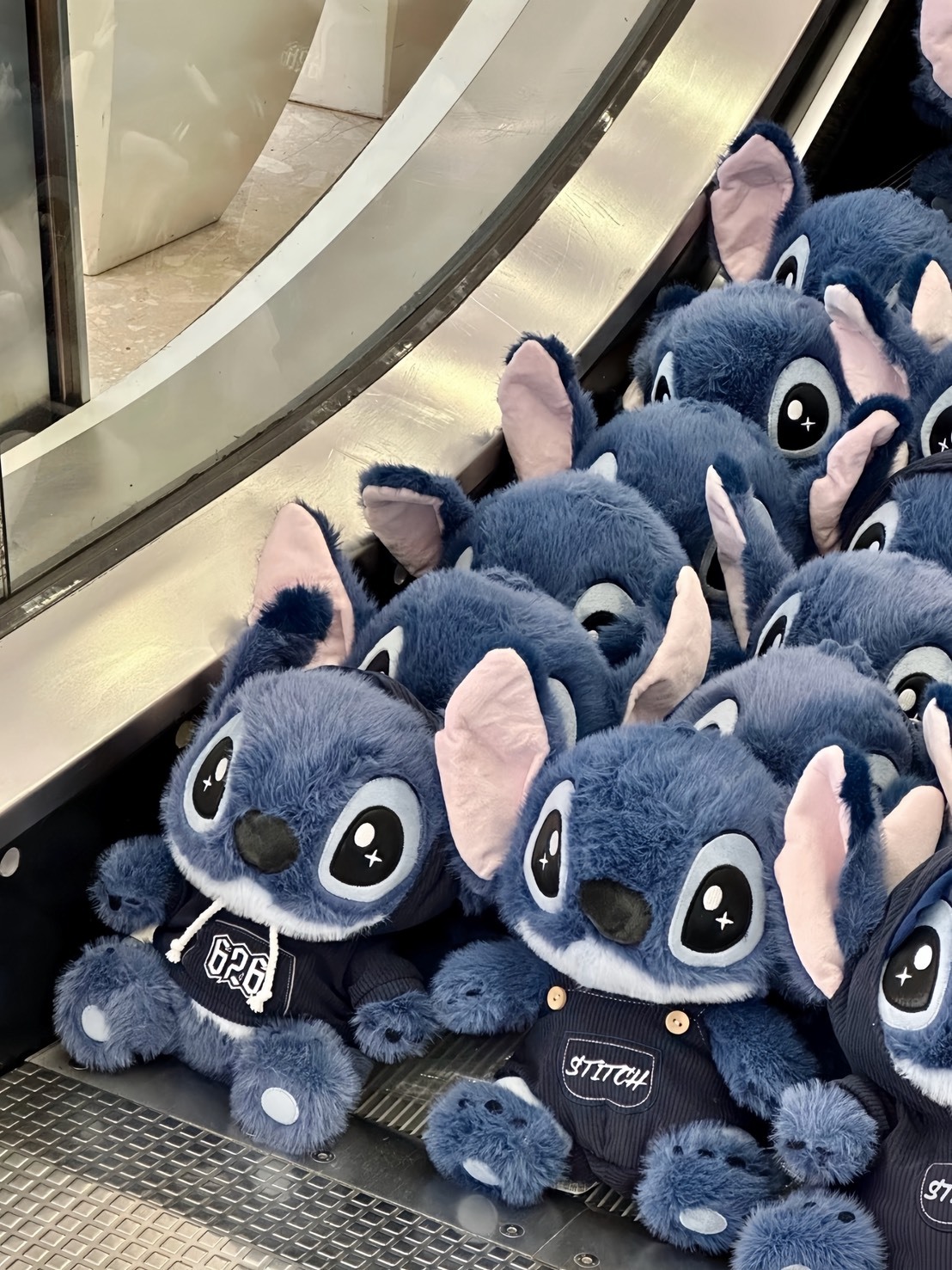 正版授權 迪士尼 史迪奇 丹寧風 毛絨公仔