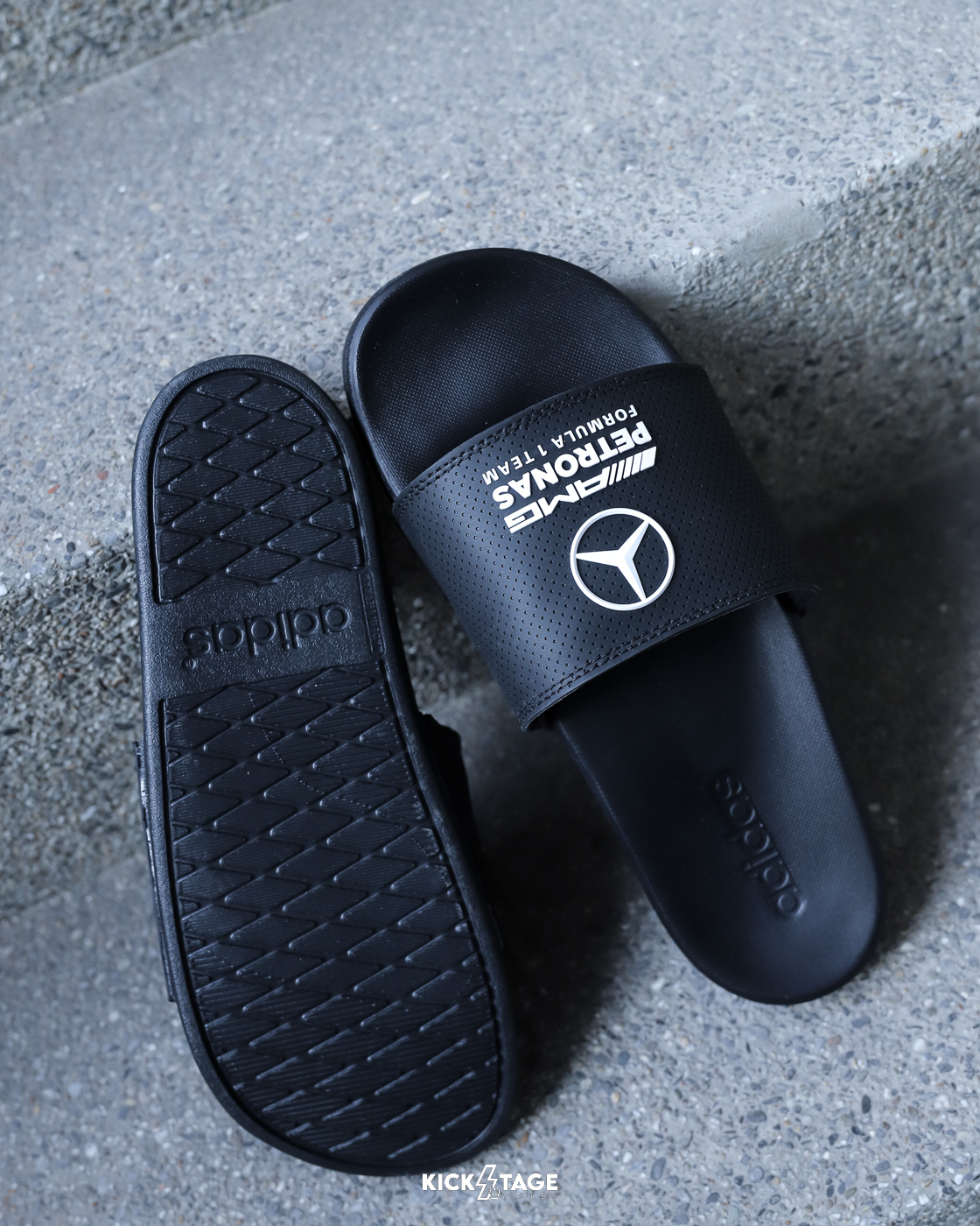男女鞋 ADIDAS X MERCEDES AMG 黑色 F1 賓士 賽車 聯名款 快乾 休閒 運動 涼拖鞋 拖鞋【KI6109】ADF1