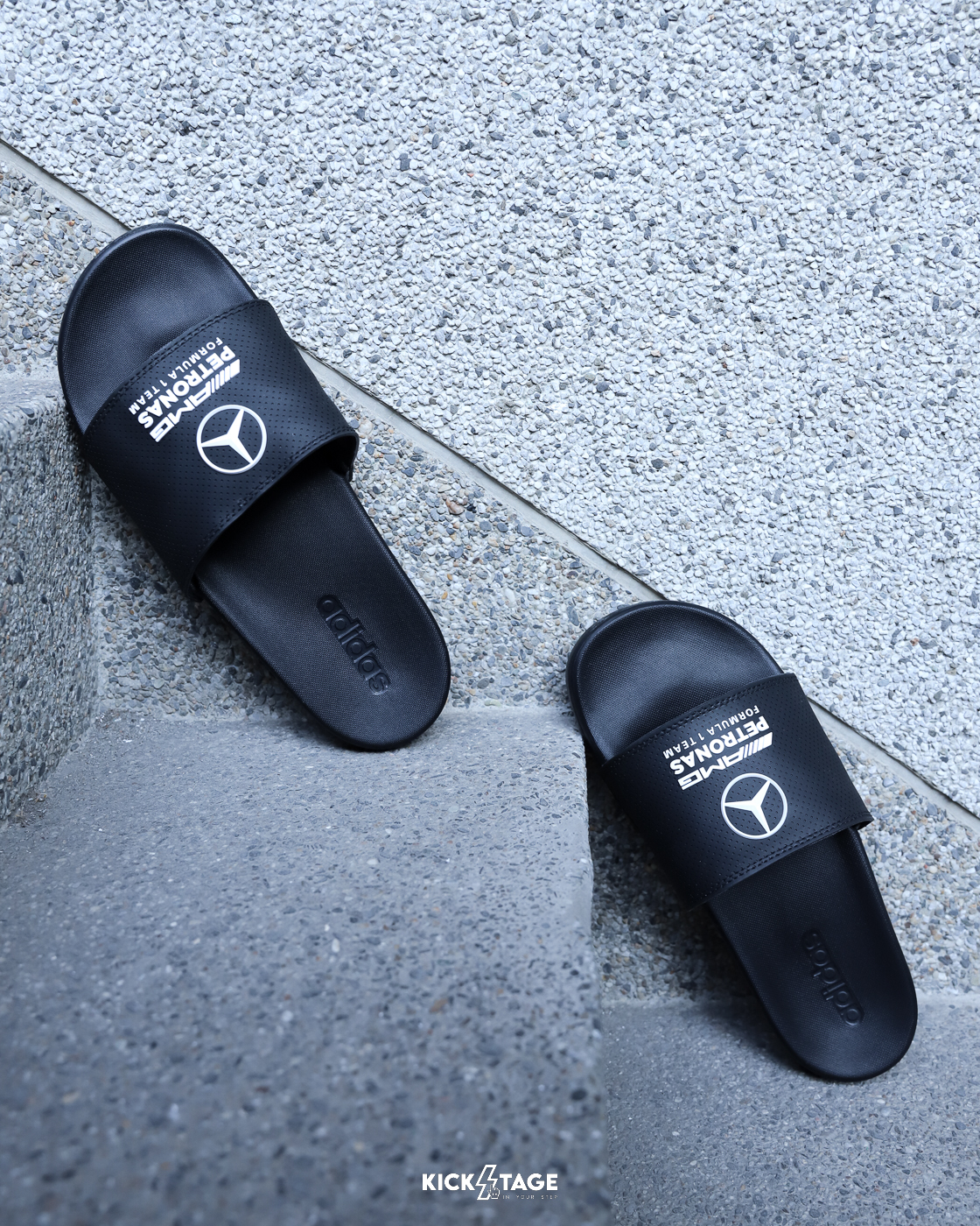男女鞋 ADIDAS X MERCEDES AMG 黑色 F1 賓士 賽車 聯名款 快乾 休閒 運動 涼拖鞋 拖鞋【KI6109】ADF1