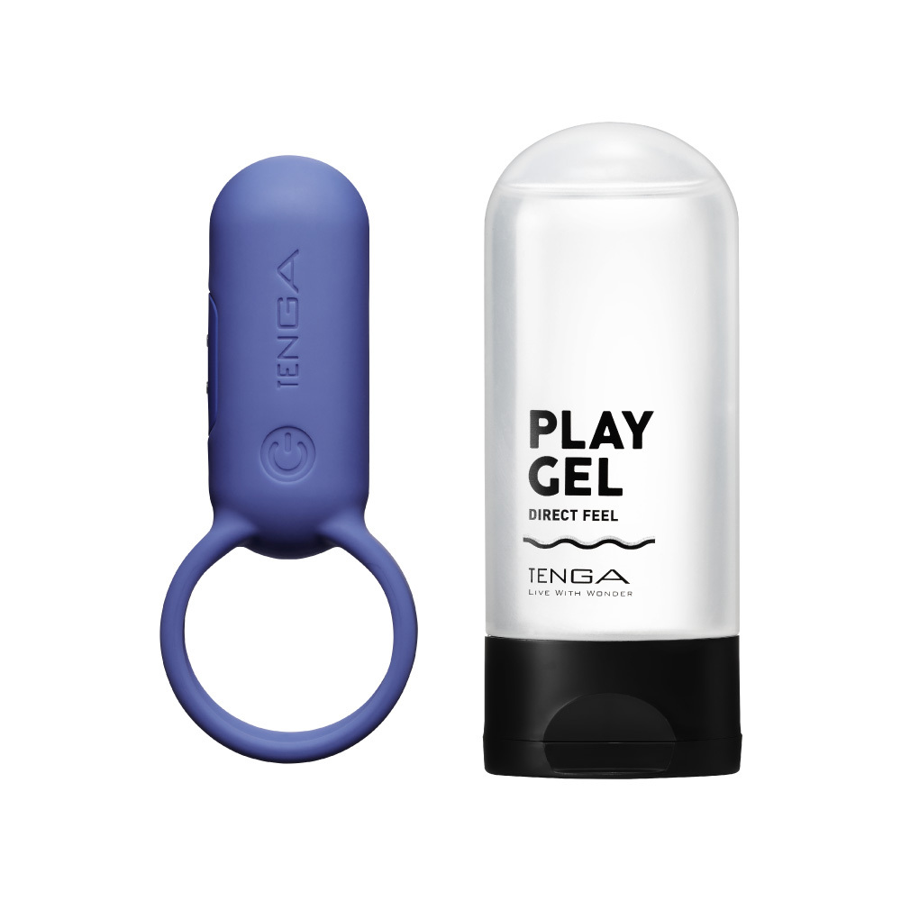【官網限定】TENGA paiRING 配悅環 深藍色+PLAY GEL [刺激黑] 套組