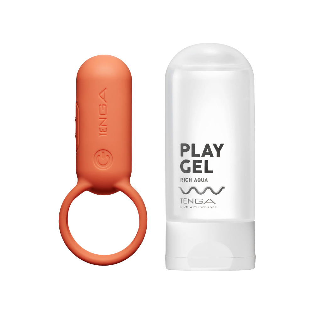 【官網限定】TENGA paiRING 配悅環 珊瑚橘+PLAY GEL [濃厚白] 套組