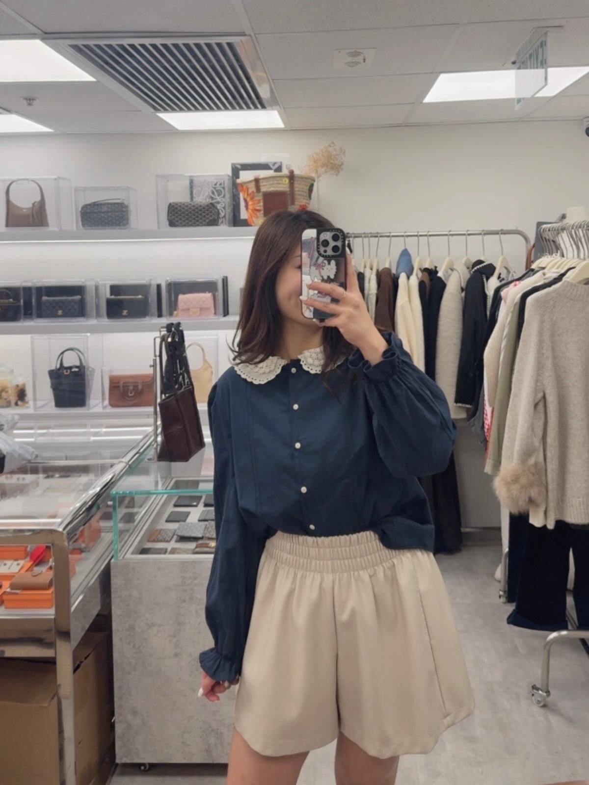 超軟皮短褲(米色)