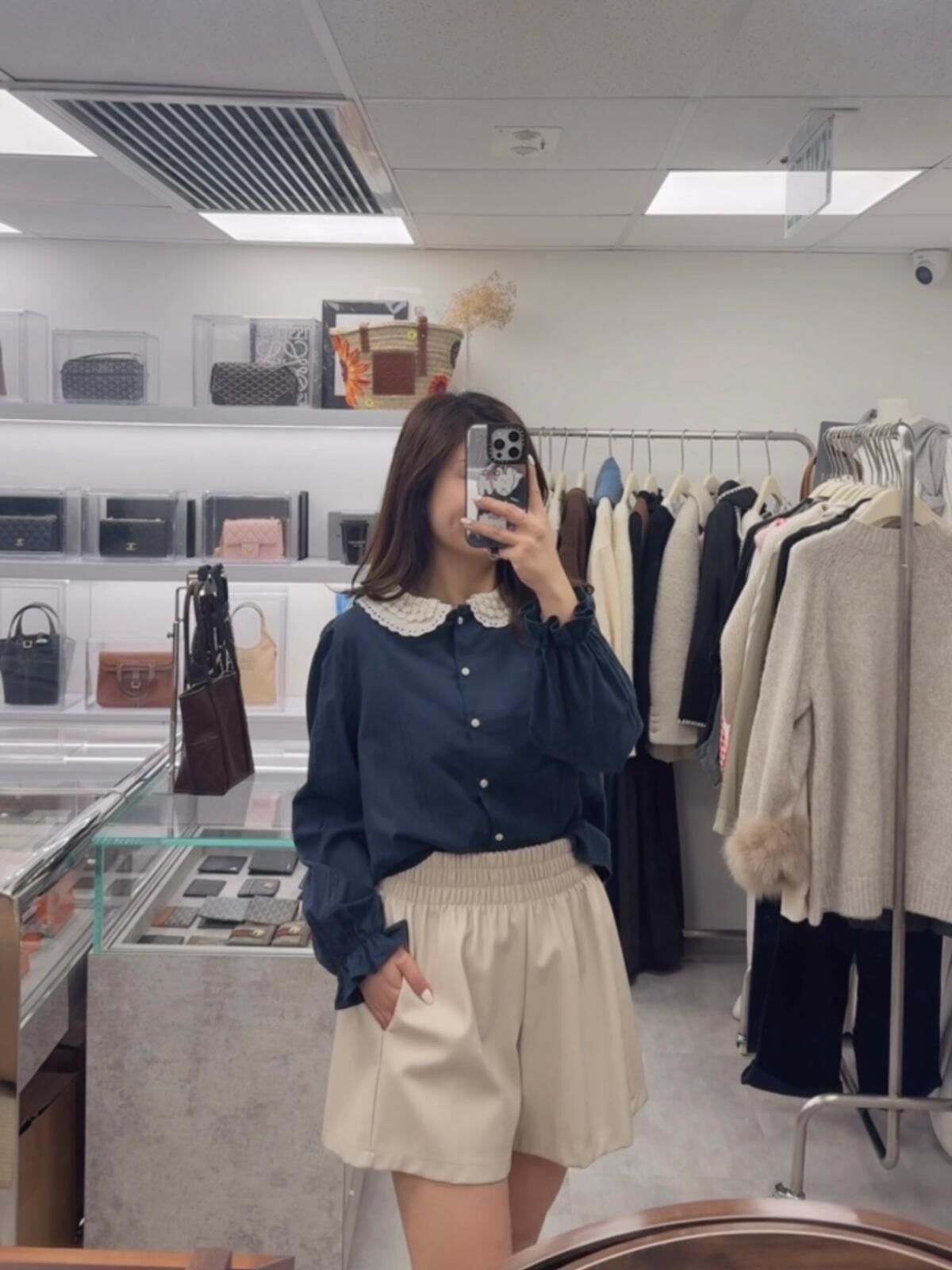 超軟皮短褲(米色)