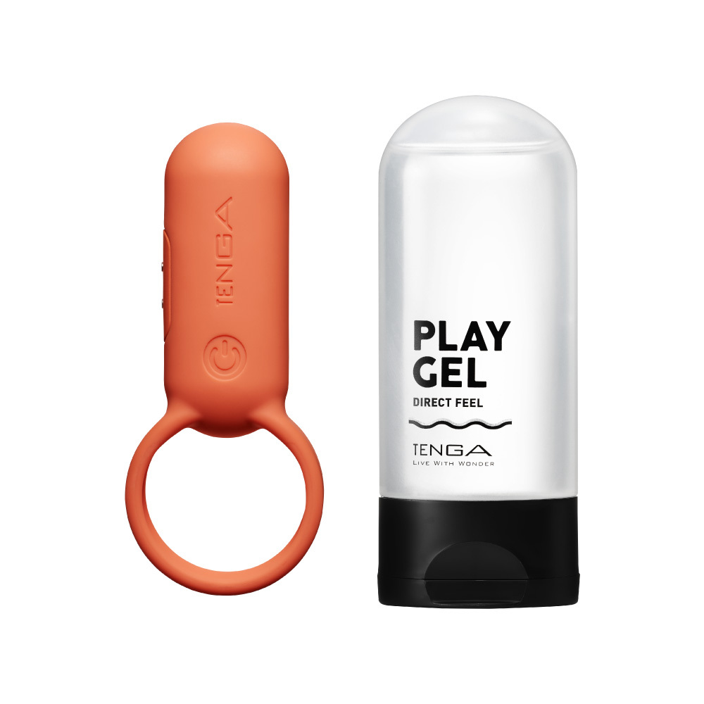 【官網限定】TENGA paiRING 配悅環 珊瑚橘+PLAY GEL [刺激黑] 套組