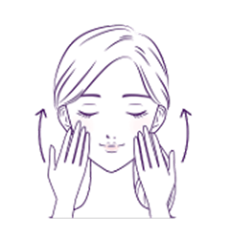 逆齡霜使用方法圖3：由下往上輕柔按壓，讓肌膚有感吸收