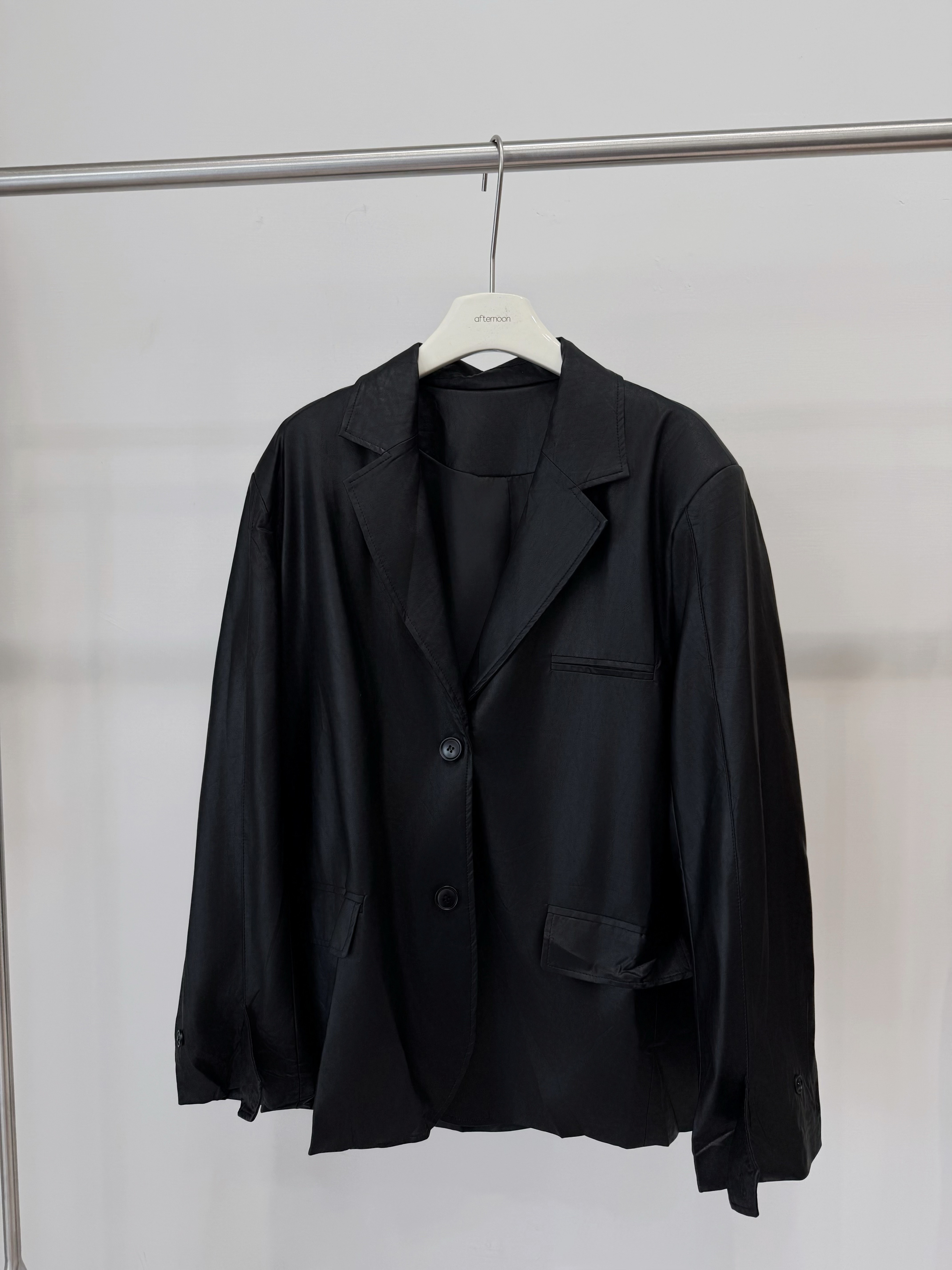 755 薄款寬鬆皮革外套