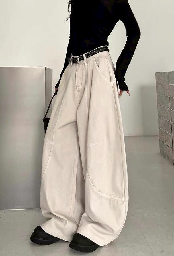 後鬆緊彎刀水洗牛仔褲