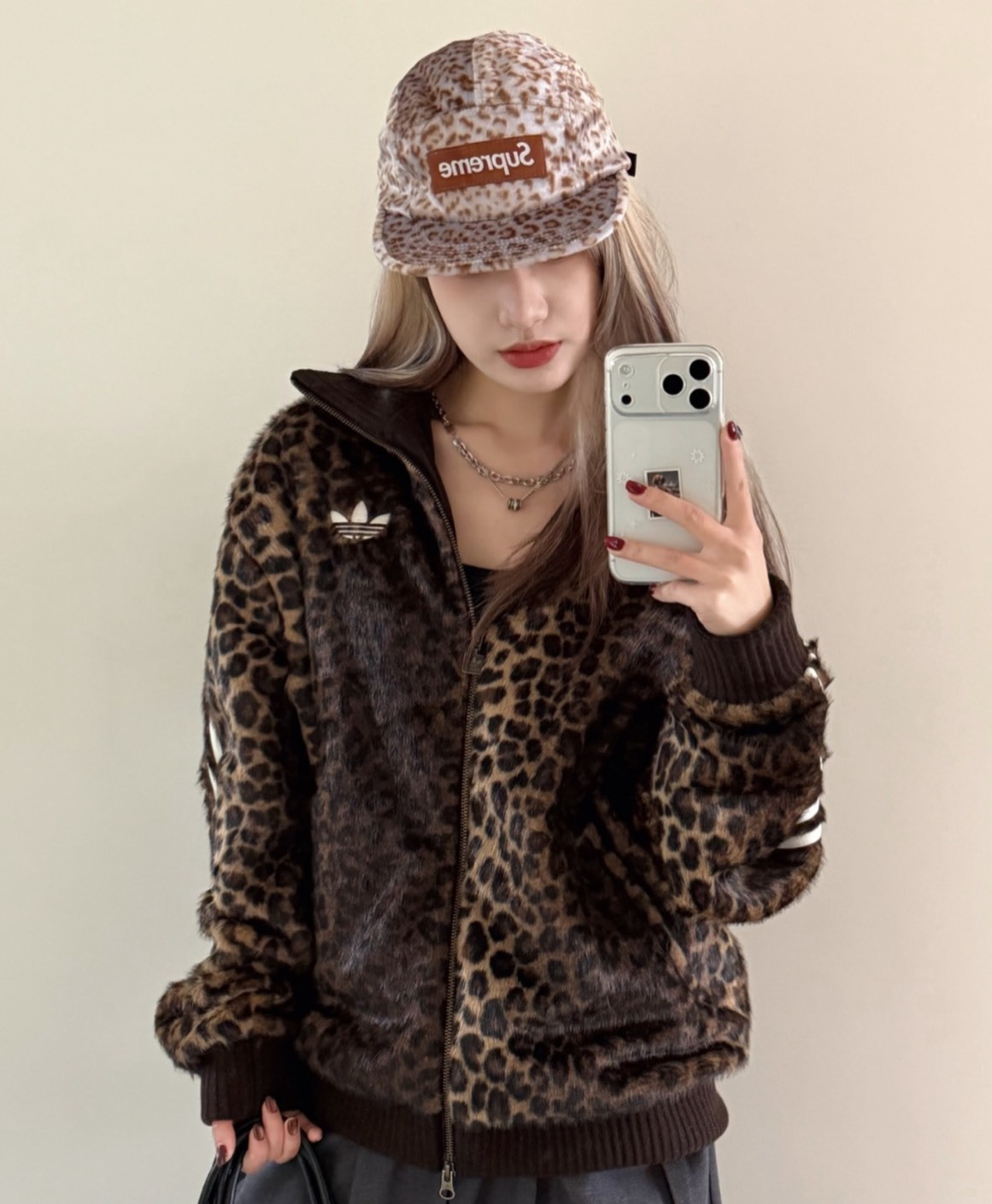 ADIDAS JQD TT TRACK TOP 豹紋 雙拉鍊 毛絨外套