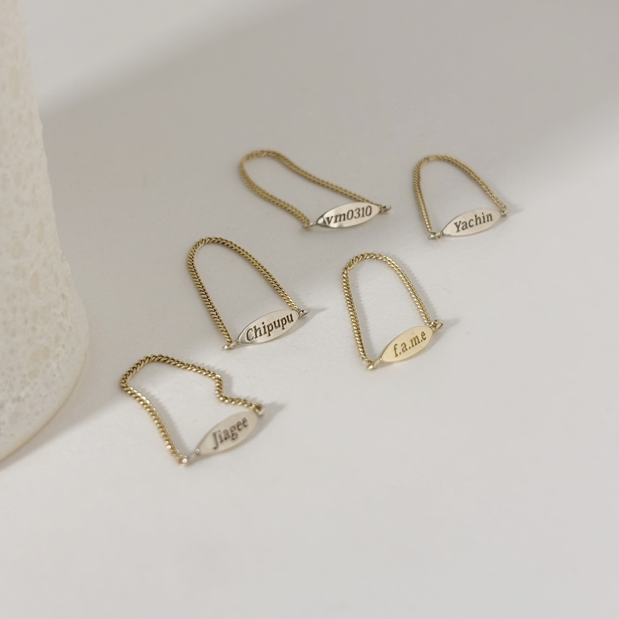 14K刻字小標鍊戒