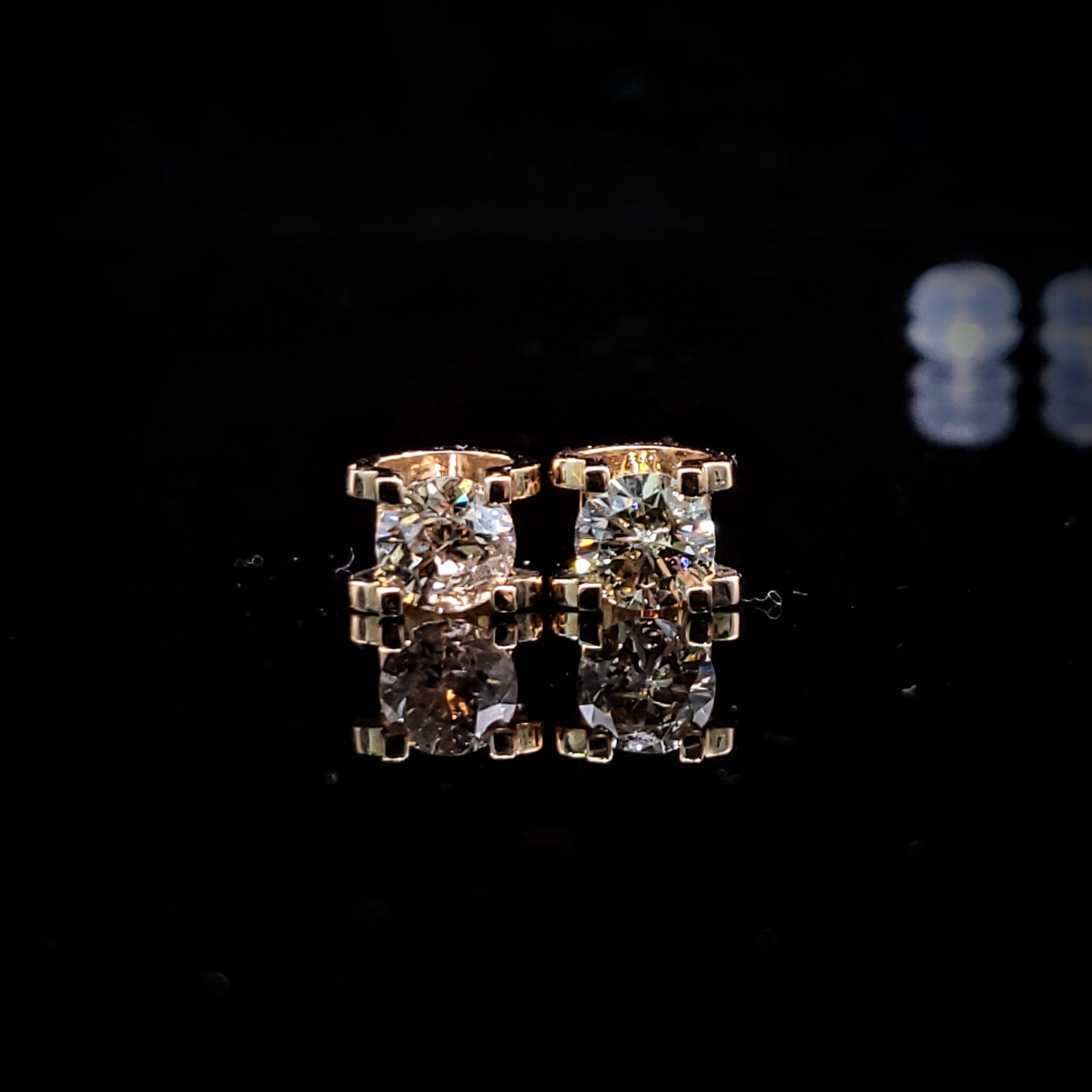 全新18K玫瑰金【主石97份鑽石】耳環