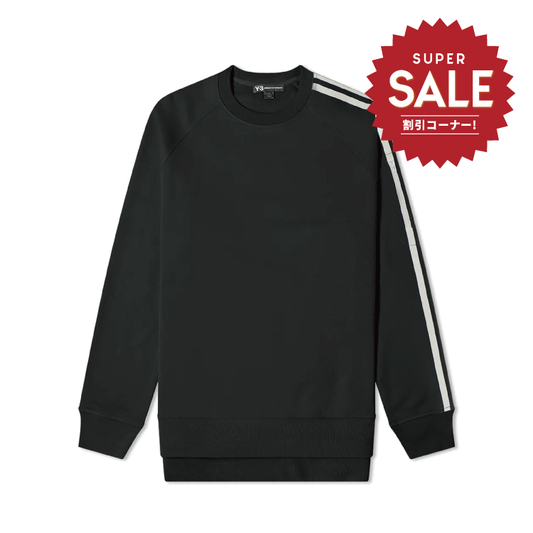 【 Y-3 M 3STP CRW SWT 經典圓領三線衛衣 - 黑 】