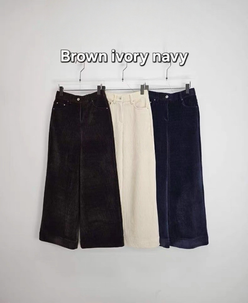 549 正韓奶油燈芯絨寬褲