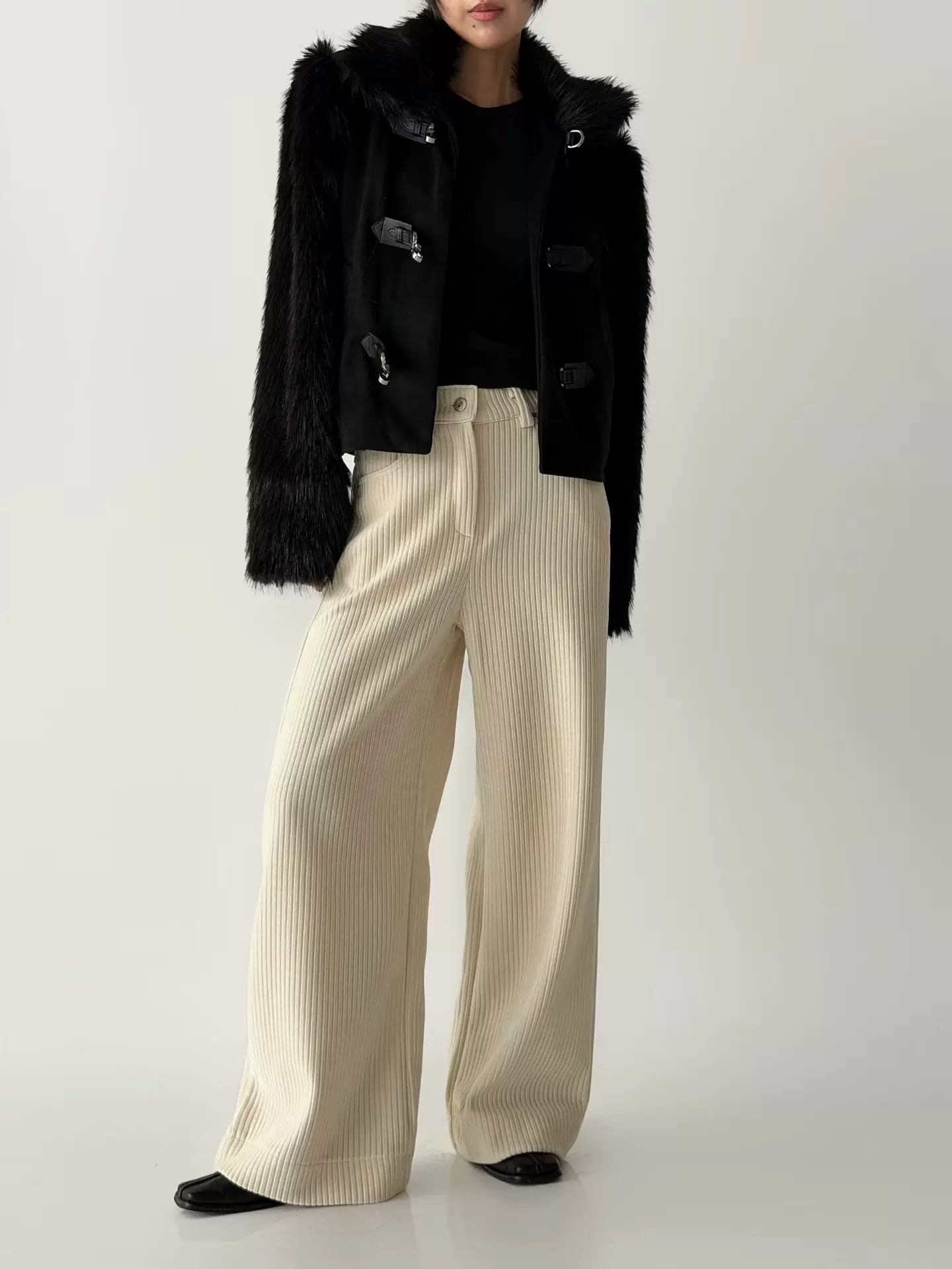 549 正韓奶油燈芯絨寬褲