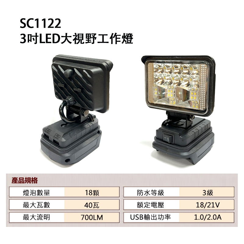 附發票｜鋰電LED工作燈｜3~8吋綜合賣場 高亮度照明燈 牧田18V 工作燈LED燈 電照明燈 探照燈
