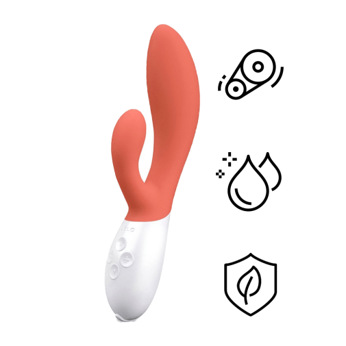 Lelo - Ina 3 兔耳震動棒 - 珊瑚色