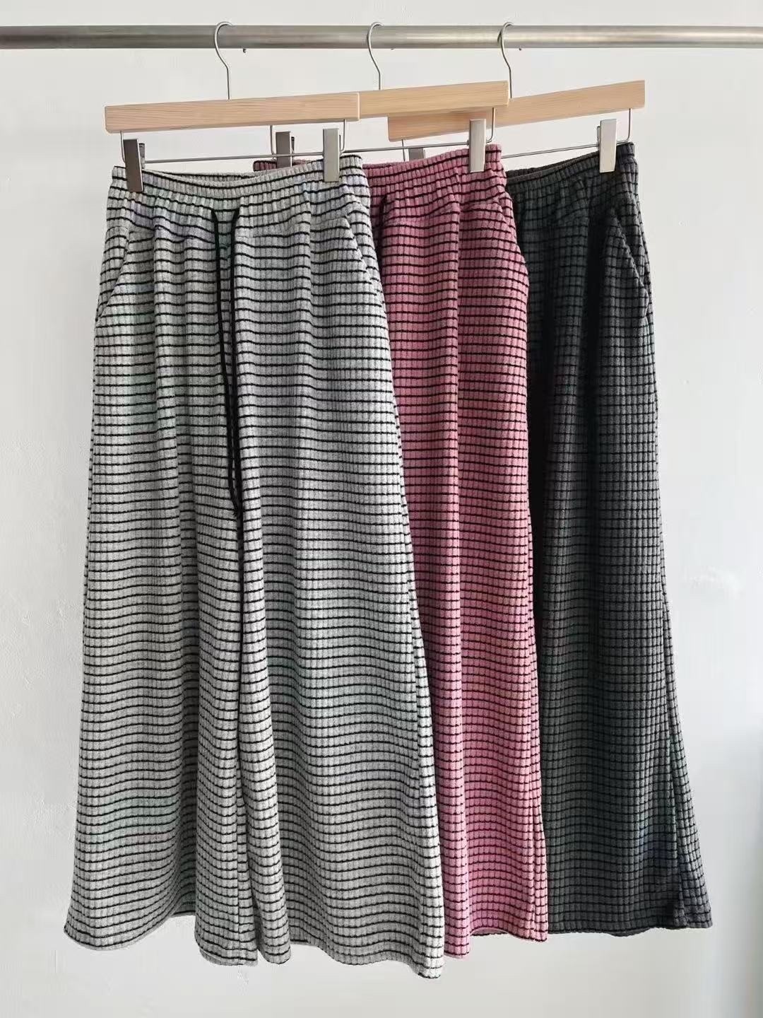 987 正韓條紋休閒寬褲