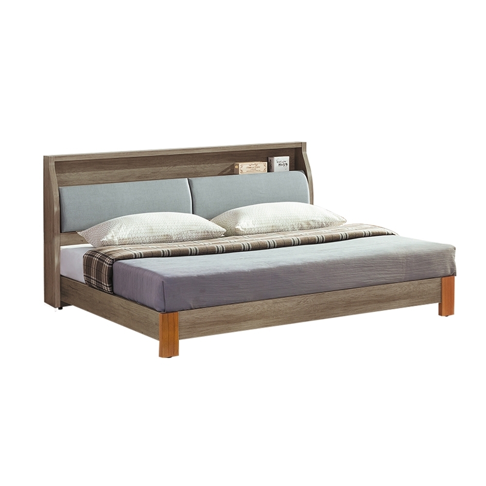 柏蒂家居-伯頓5尺雙人床組(床頭箱+床底/不含床墊)