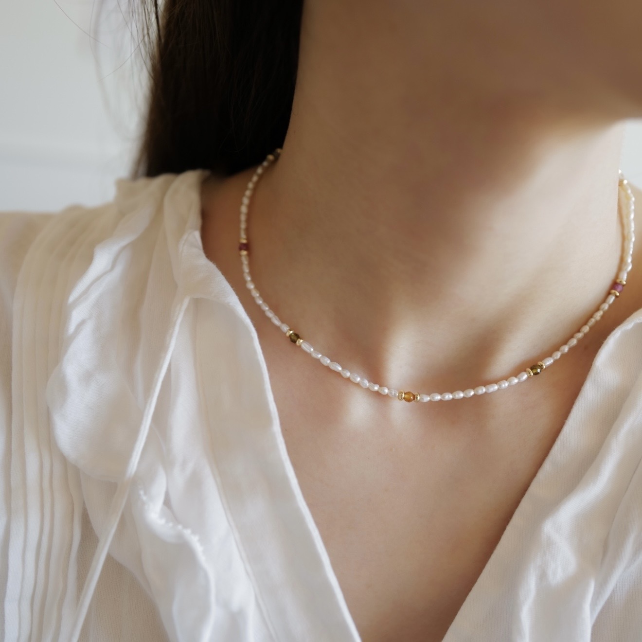 Pental Dot Tourmaline｜春日點彩 碧璽珍珠項鏈