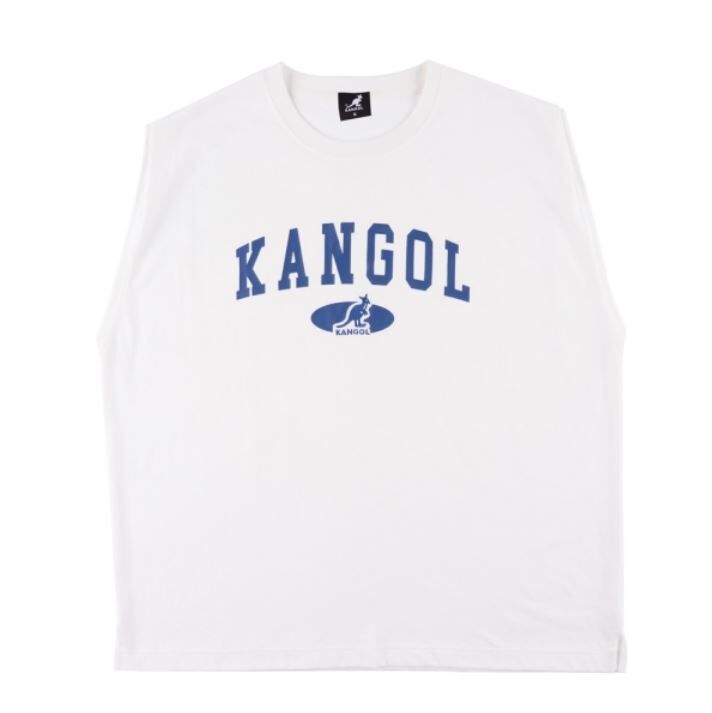 【下殺↘ $399】KANGOL 背心 白 藍LOGO 寬版 無袖 上衣 女 6322148200