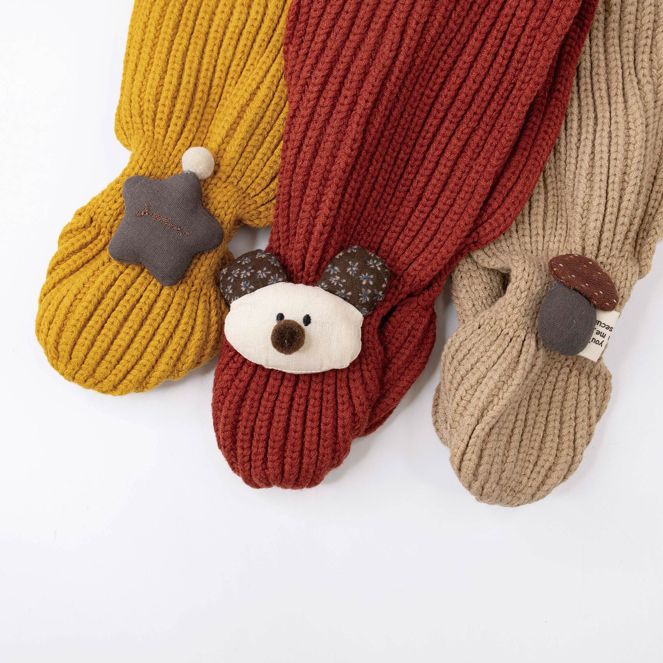 【JA3047】森林小夥伴針織圍巾/圍脖＊三色