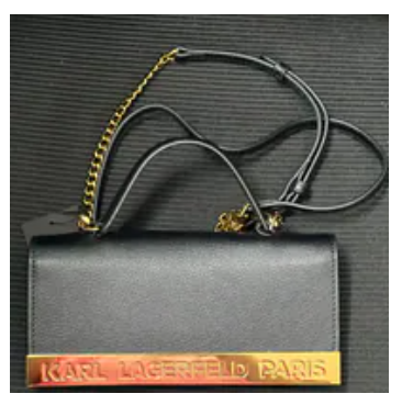 [S] KARL LAGERFELD BLK/GOLD L5GWR5EI JACQUELINE WALLET WITH CHAIN, 198913917024 (SKL1458)