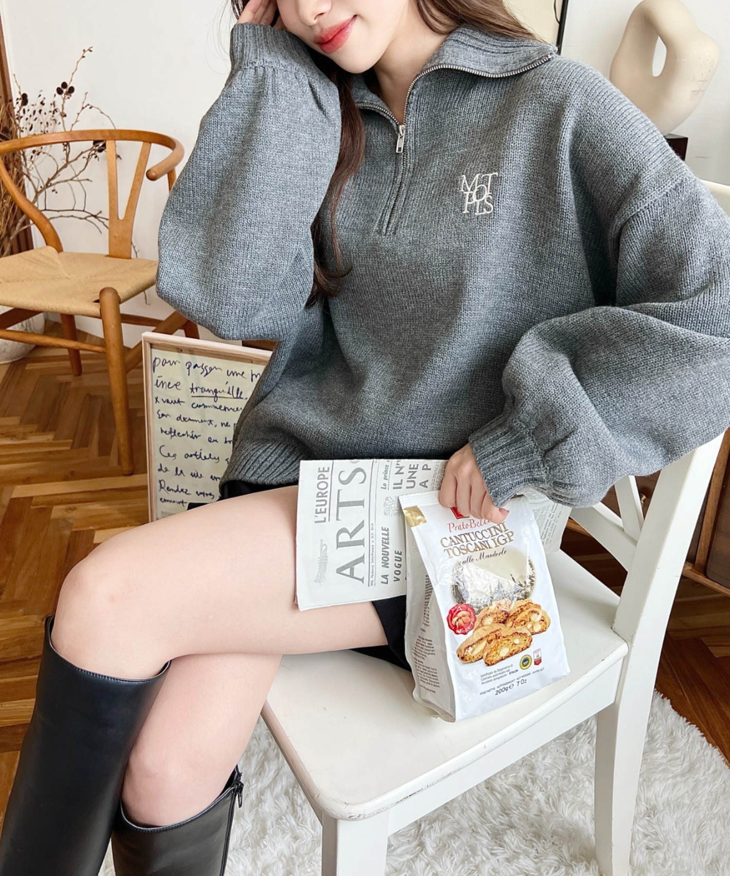 🇯🇵  MOMENT+ 半拉鍊 針織衫 針織衣 毛衣 長袖 立領 秋冬 / 預購