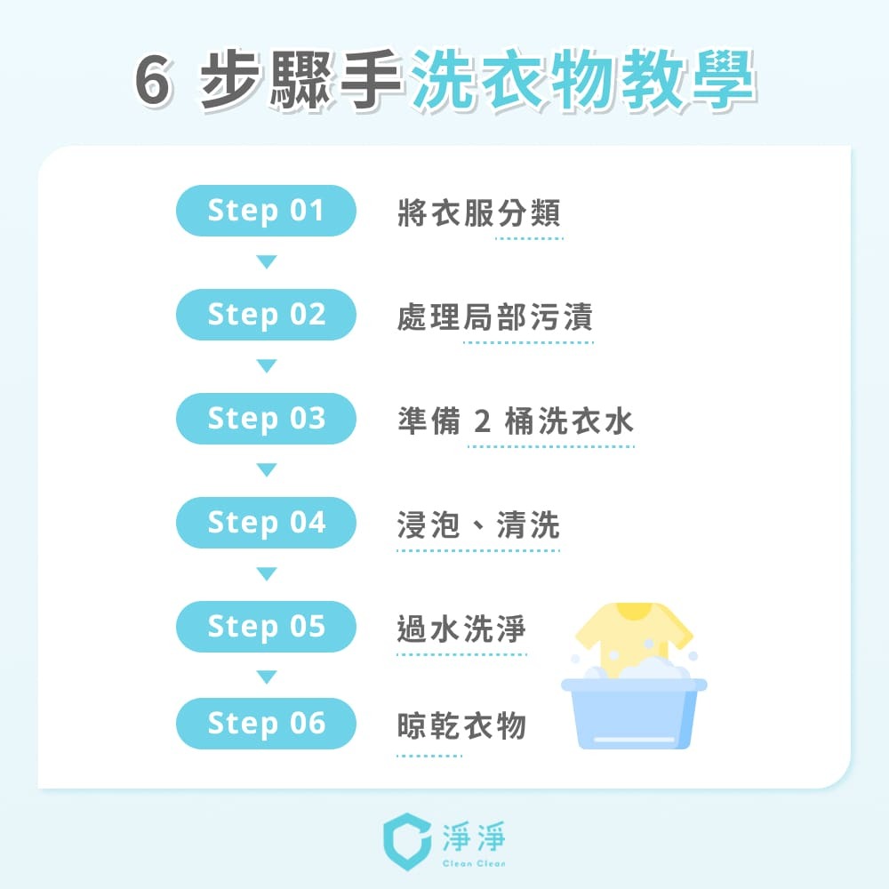 手洗衣物6步驟教學