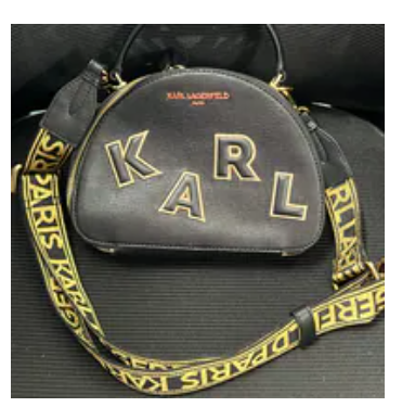 [S] KARL LAGERFELD BLACK/GOLD L5GET6EG-BGD BELLAMY CROSSBODY WITH PINS, 198913893502 (SKL1460)