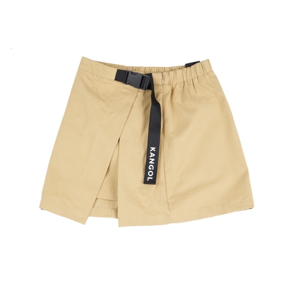 【下殺↘ $499】KANGOL 裙子 黑 卡其 腰帶 口袋 工裝裙褲 短裙 女 63221501-