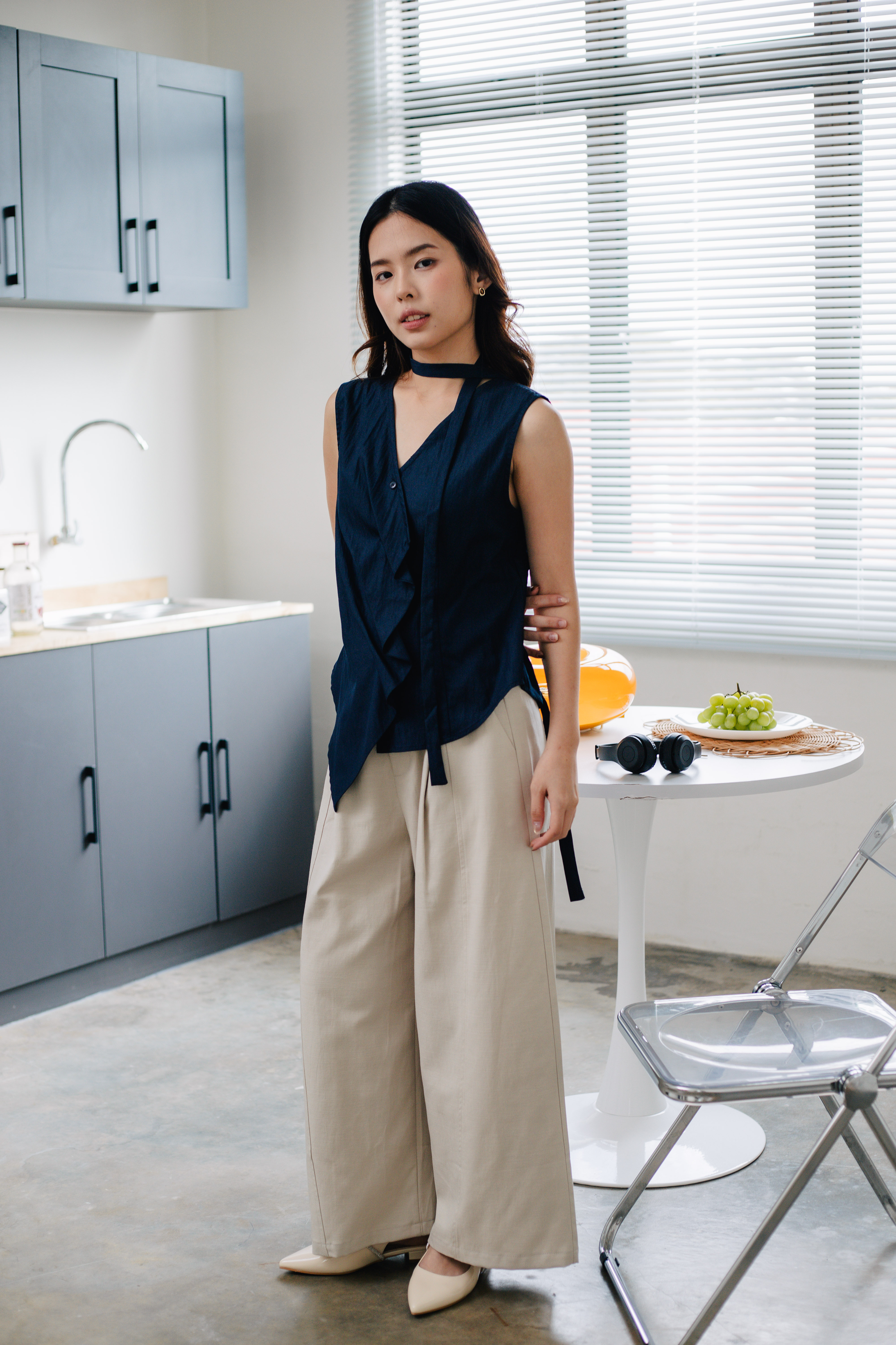 Ellese Asymmetrical Blouse Navy -2640BVNAV